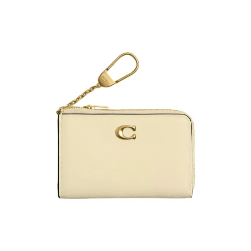 COACH Essential Leather Key Pouch Mini Women's Brass & Moonlight Yellow