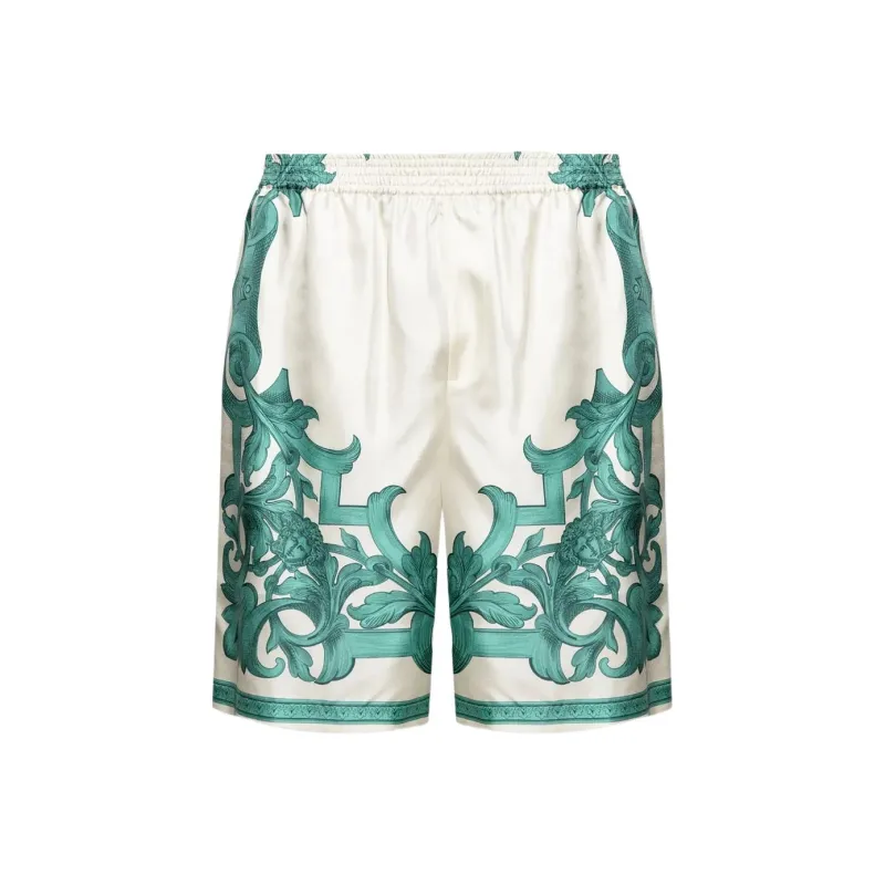 VERSACE Baroque Print Silk Shorts-0