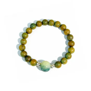 JUANLAN Green Sandalwood Wooden Bracelets Unisex