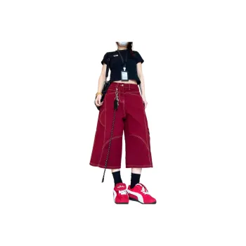 MORii Denim Shorts Unisex Red