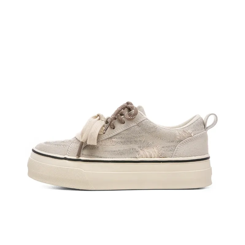 Ordifen Low Top Canvas Shoes Women's Starlight Beige Gold-0