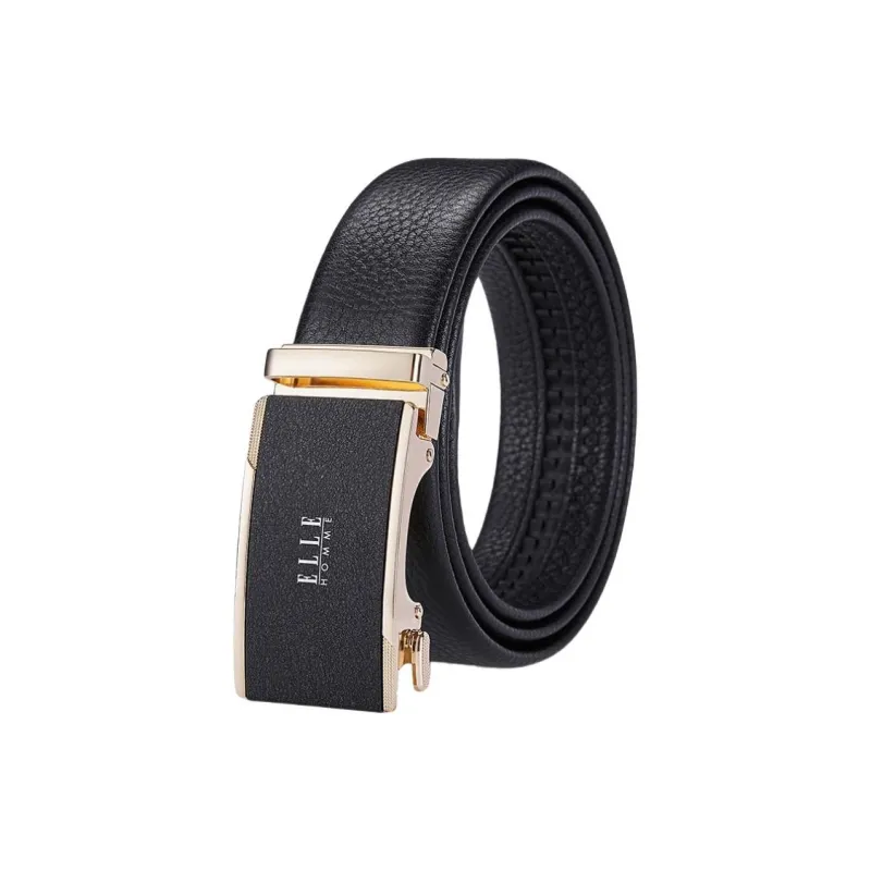 ELLE HOMME Top Grain Cow Leather Belts Men's Gunmetal, Gold, Silver Width 3.5cm-6