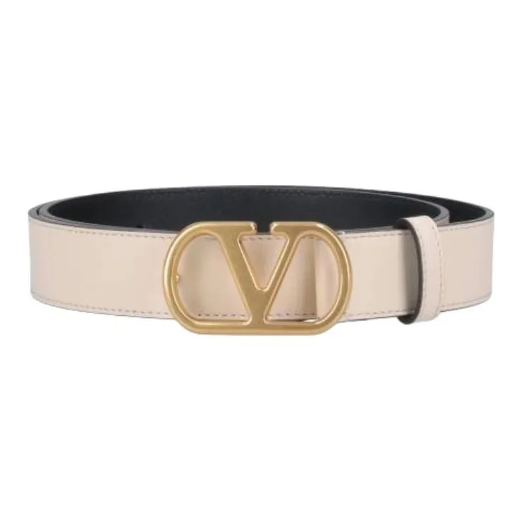 Valentino Calfskin Leather Belts Women's Beige 2CM-1