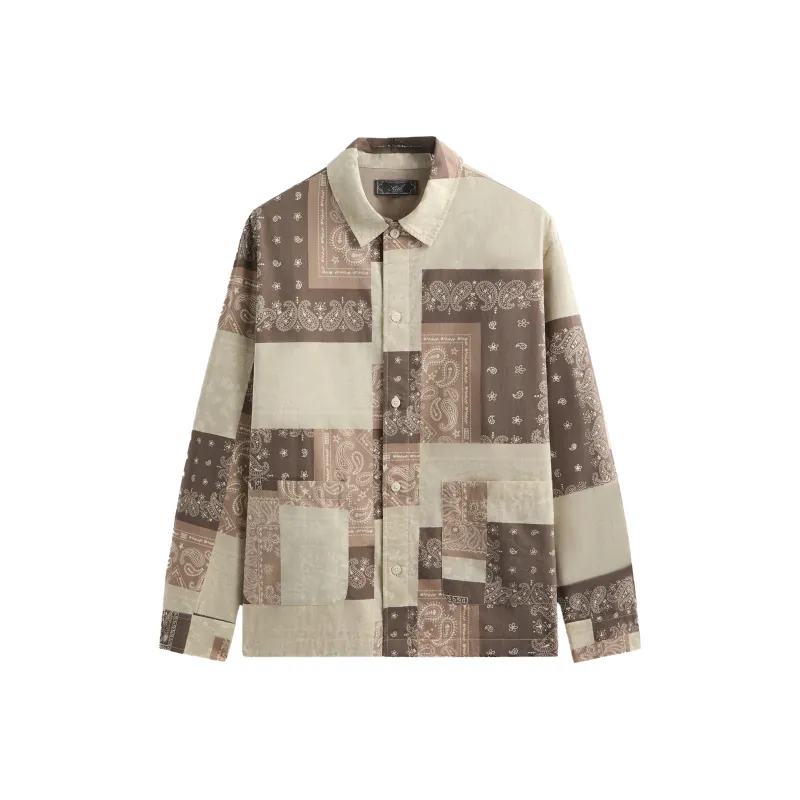 KITH Washed Cotton Bandana Boxy Collared Overshirt Shirt Men's Overcast Day-0