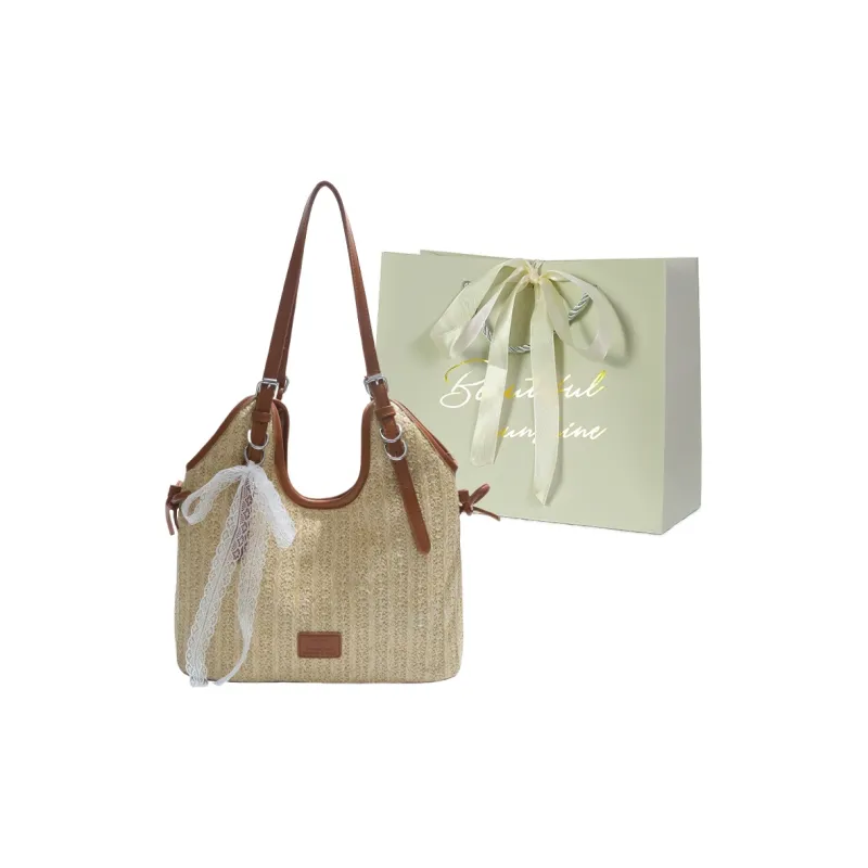 JIANGLIDA Woven Shoulder Bag Women's Pink/Brown-4