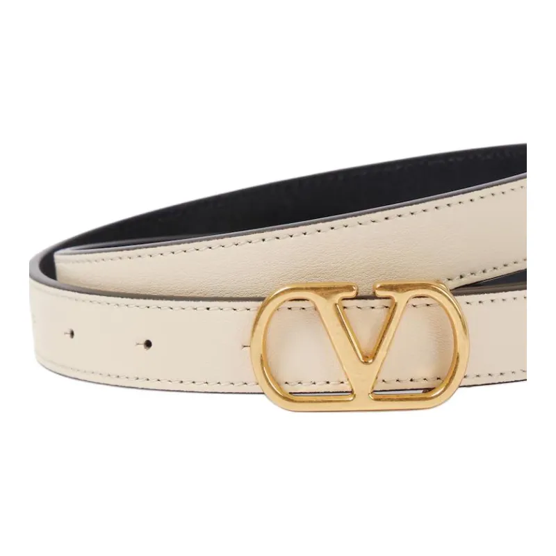 Valentino Calfskin Leather Belts Women's Beige 2CM-2
