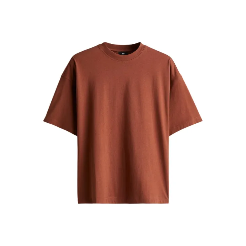 H&M T Shirts Men Dark Orange-0