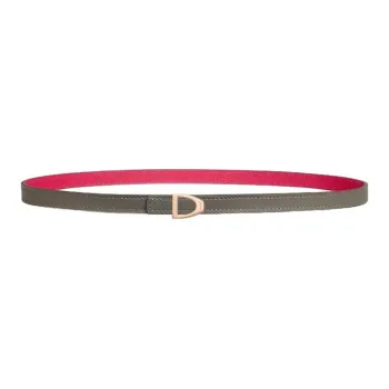 HERMES Calfskin, Rose Gold Tone Plated Leather Belts Women's Gray Width 1.3CM