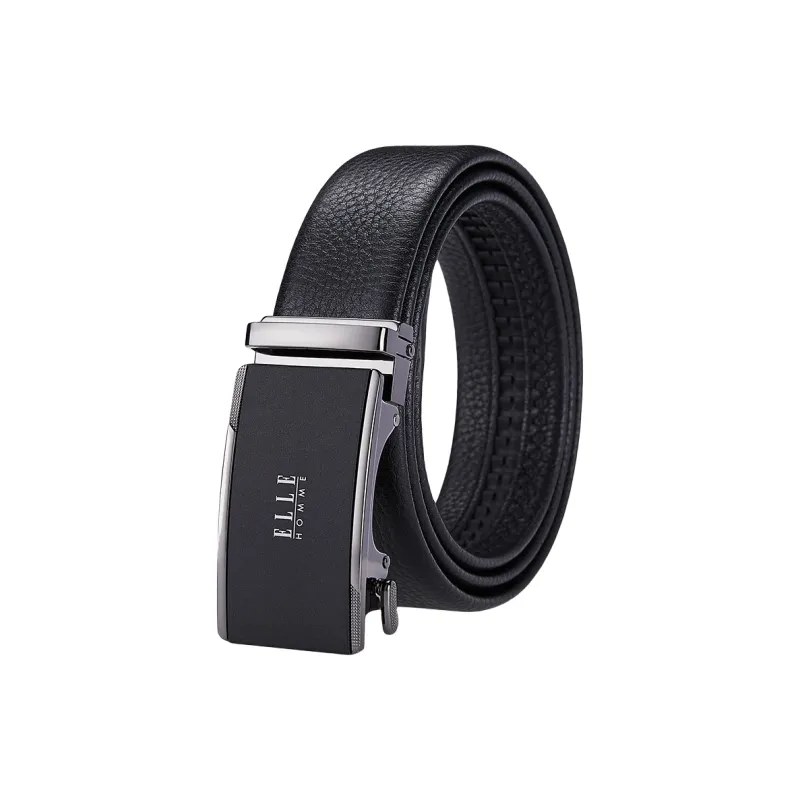 ELLE HOMME Top Grain Cow Leather Belts Men's Gunmetal, Gold, Silver Width 3.5cm-0