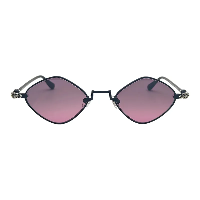 Chrome Hearts Titanium Silver Irregular Shape Sunglasses Men's Black-1
