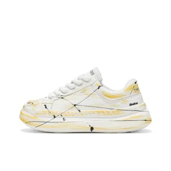 BAKE Lightweight Anti Slip Low Top Skateboard Shoes Men's White Yellow
