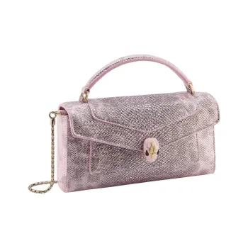 BVLGARI Serpenti Forever Series Water Snake Skin Handbag Women's Pink