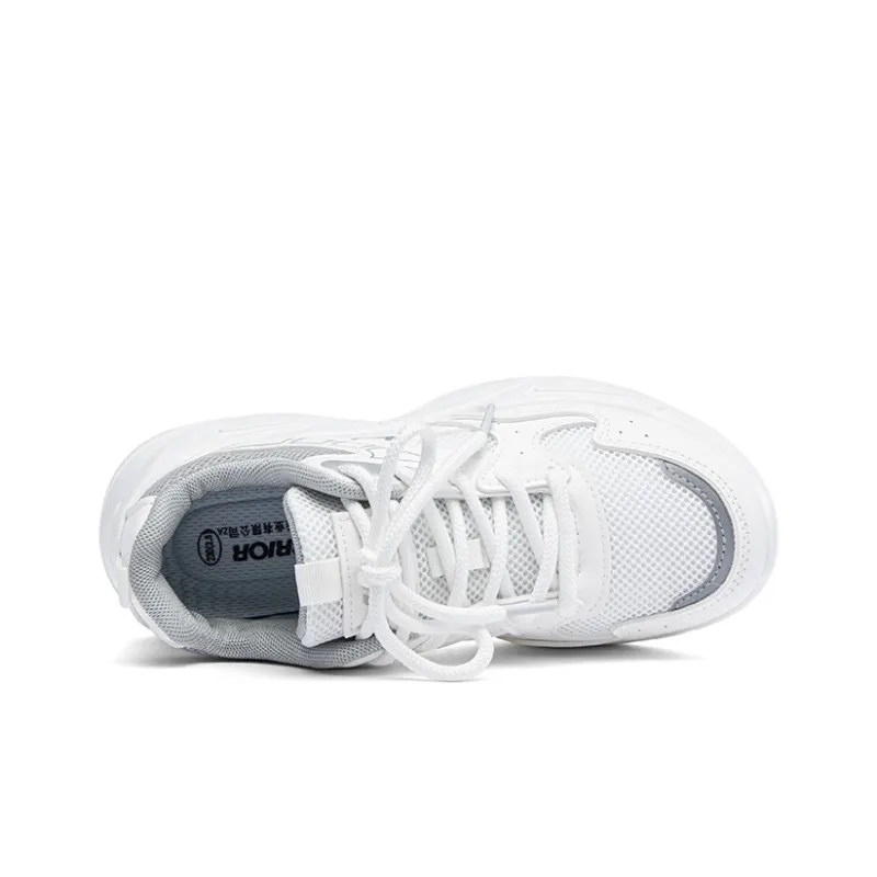 Warrior Cushioning, Wear Resistant Low Top Casual Running Shoes Women's White Gray-4