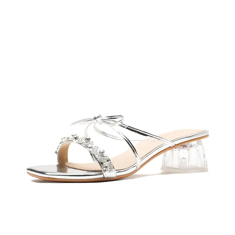 GOSO Rubber Sole Abrasion Resistant Slide Slippers Women's Silver-0