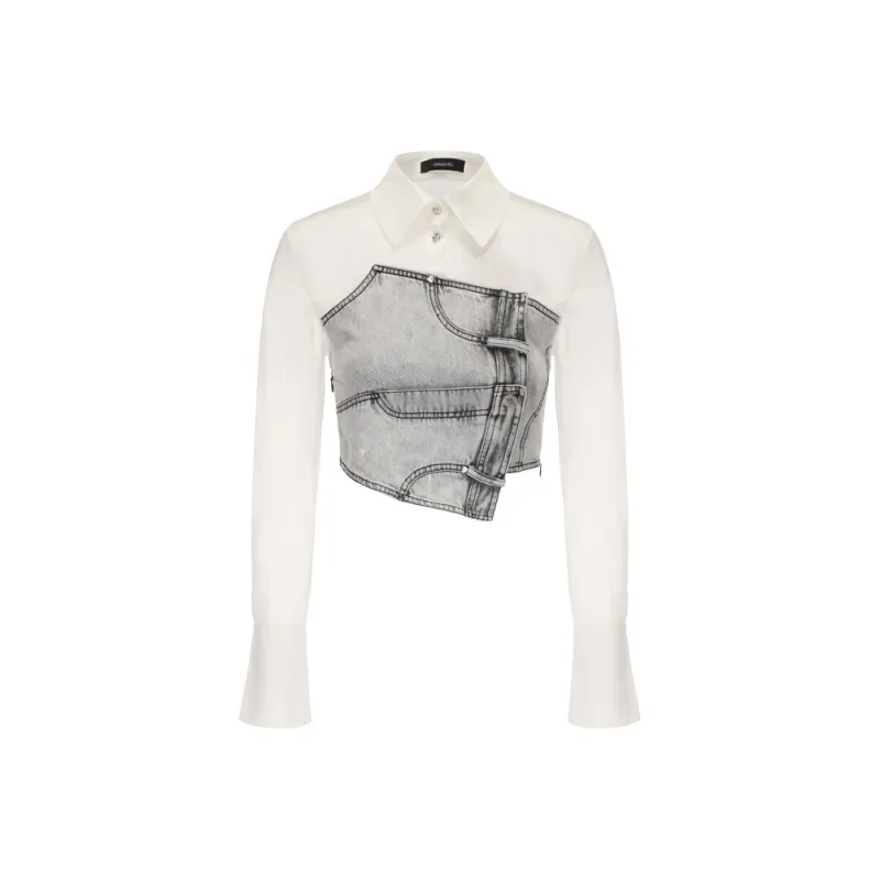 GIMING Shirts Women's White+Gray-0