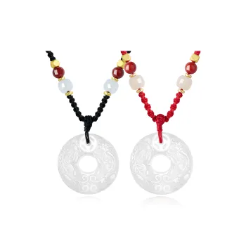 Lao Feng Xiang Natural Chalcedony Necklace Pair Unisex