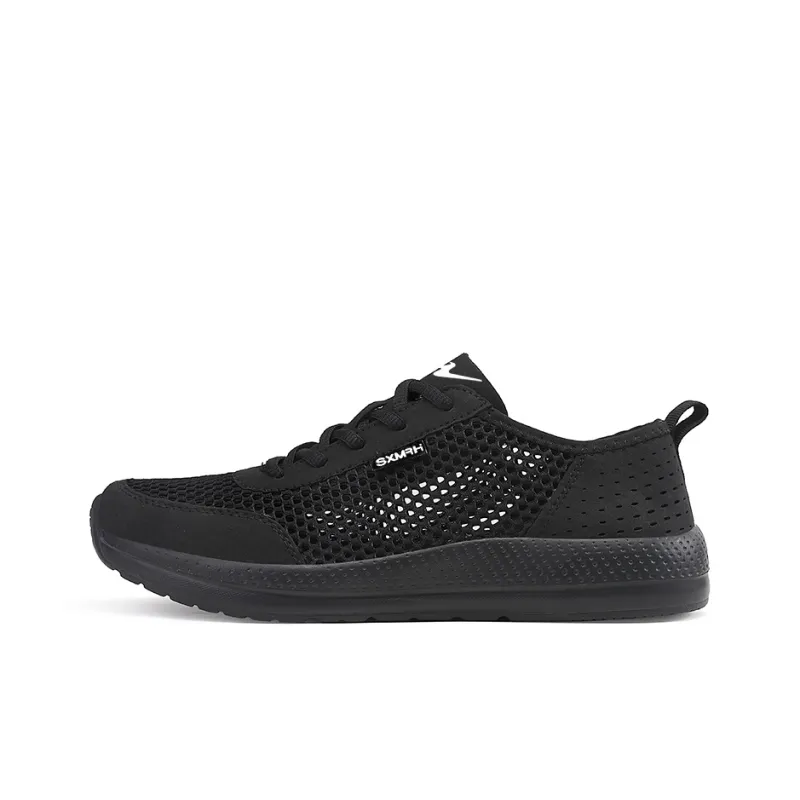 Binary Cushioning Slip Resistant Breathable Lightweight Rebound Low Top Running Shoes Men's Black Warrior-0
