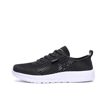 Binary Cushioning Slip Resistant Breathable Lightweight Rebound Low Top Running Shoes Men's Black White