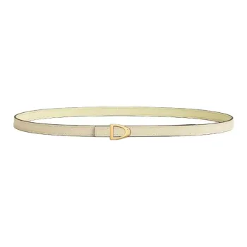 HERMES Calfskin, Gold Plated Metal Leather Belts Women's Yellow Width 1.3CM