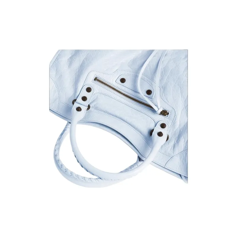 Balenciaga Le City Sheepskin Shoulder Bag, Crossbody Bag, Handbag Medium Size Women's Light Blue-4