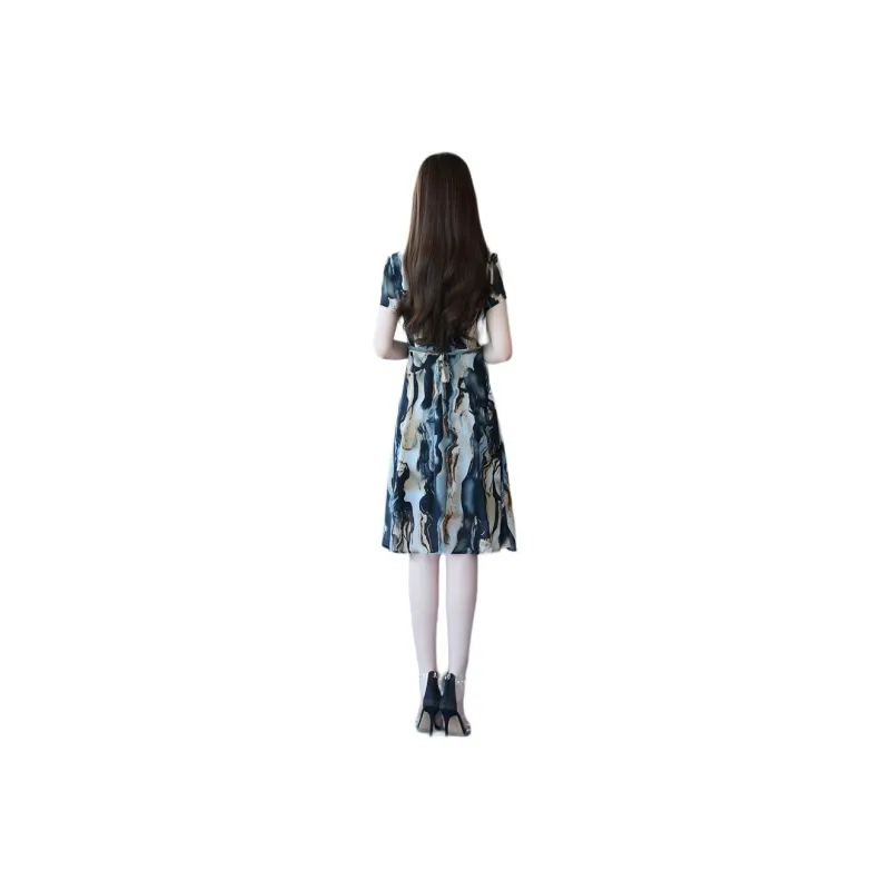 Flowers In Water Short Sleeved Dress Women's-1