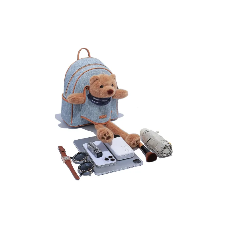 NOISY TEDDY PU Backpack Regular Women's Light Blue/Dark Blue-1