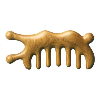 SHITIAN Head Therapy Comb Green Sandalwood Snail Pad Comb Natural Comb For Meridian Massage