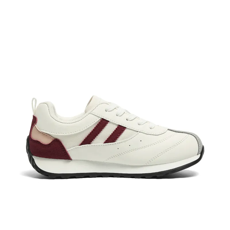 HUANQIU Abrasion Resistant Lightweight Slip Resistant Low Top Casual Shoes Women's Burgundy-1