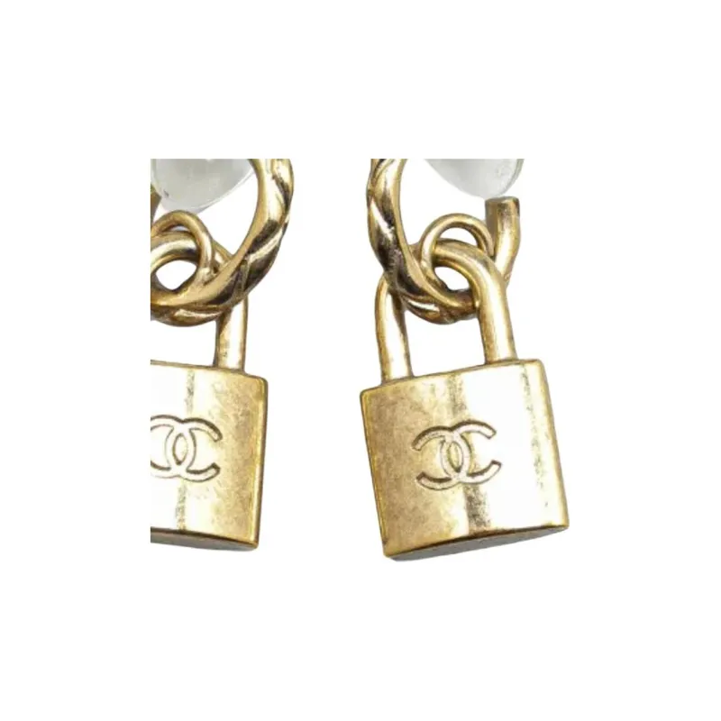 CHANEL Gold Plated Earrings Women's Gold-2
