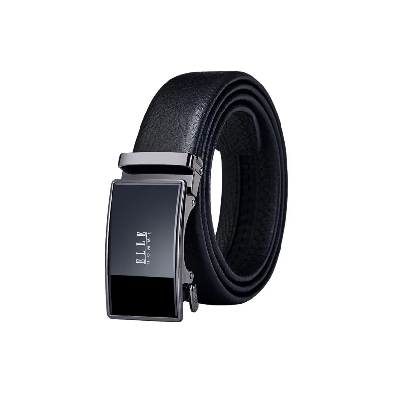 ELLE HOMME Top Grain Cow Leather Belts Men's Gunmetal, Gold 3.5cm-0