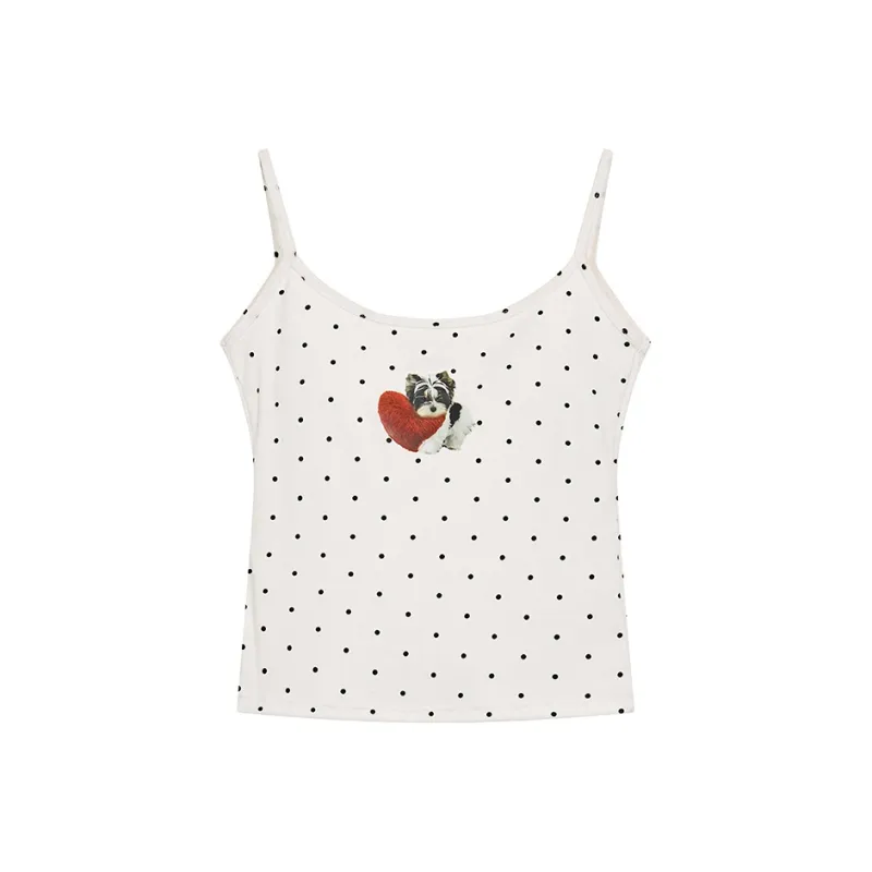ELF SACK Camisoles Women's Dog With Polka Dot Apricot-0