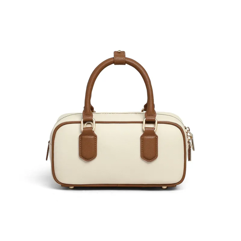 C°BANNER Cow Leather With Synthetic Leather Boston Bag, Handbag, Shoulder Bag, Crossbody Bag Trumpets Women's Ecru-3