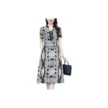 Flowers In Water Short Sleeved Dress Women's