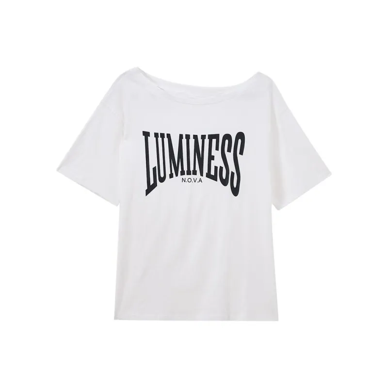 SUSANSAN Drop Shoulder Sleeve T Shirt Women's-0