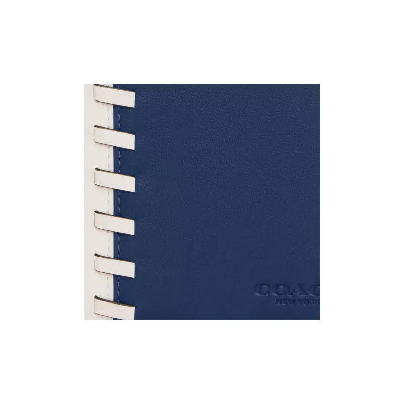 COACH Calfskin Wallet Mini Men's Dark Blue & Chalk-3