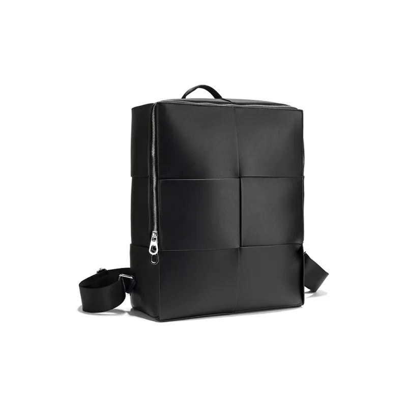 VIHUS Cow Leather With Microfiber Backpack Men's Black-1