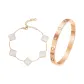 [Lucky Four-Leaf Clover]Pure White, Bracelet+Bangle
