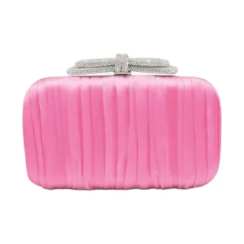MACH & MACH Satin One Shoulder Clutch Women's Pink