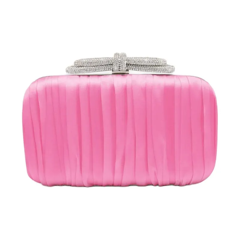 MACH & MACH Satin One Shoulder Clutch Women's Pink-0