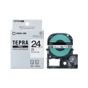 KING JIM Tepra PRO Tape Case 1 Pc 24mm White Logo, Black Text, Length 8m Stationery Tape