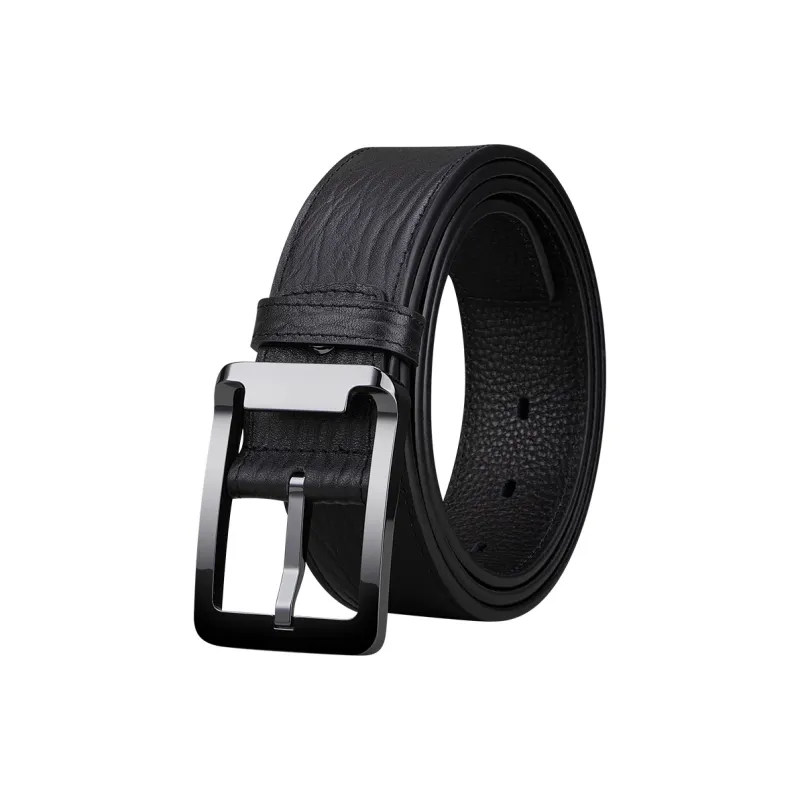 ELLE HOMME Top Grain Cow Leather Belts Men's Gunmetal 3.8cm-0