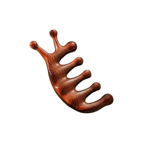 SHITIAN Scalp Therapy Comb With Large Tangs Natural Golden Sandalwood Wooden Comb Head Meridian Massage
