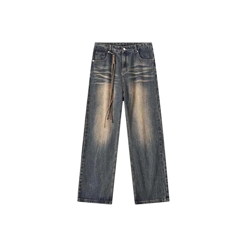 HKRXEC Jeans Men Vintage Blue-0