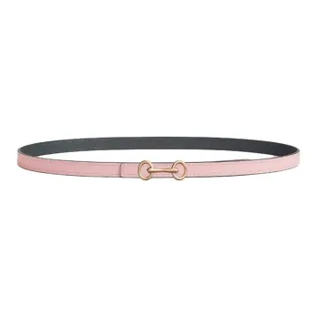 HERMES Calfskin, Rose Gold Plated, Metal Leather Belts Women's Pink Width 1.3CM