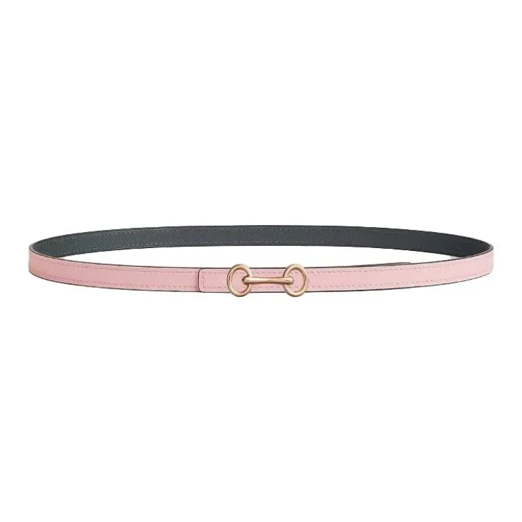 HERMES Calfskin, Rose Gold Plated, Metal Leather Belts Women's Pink Width 1.3CM-0