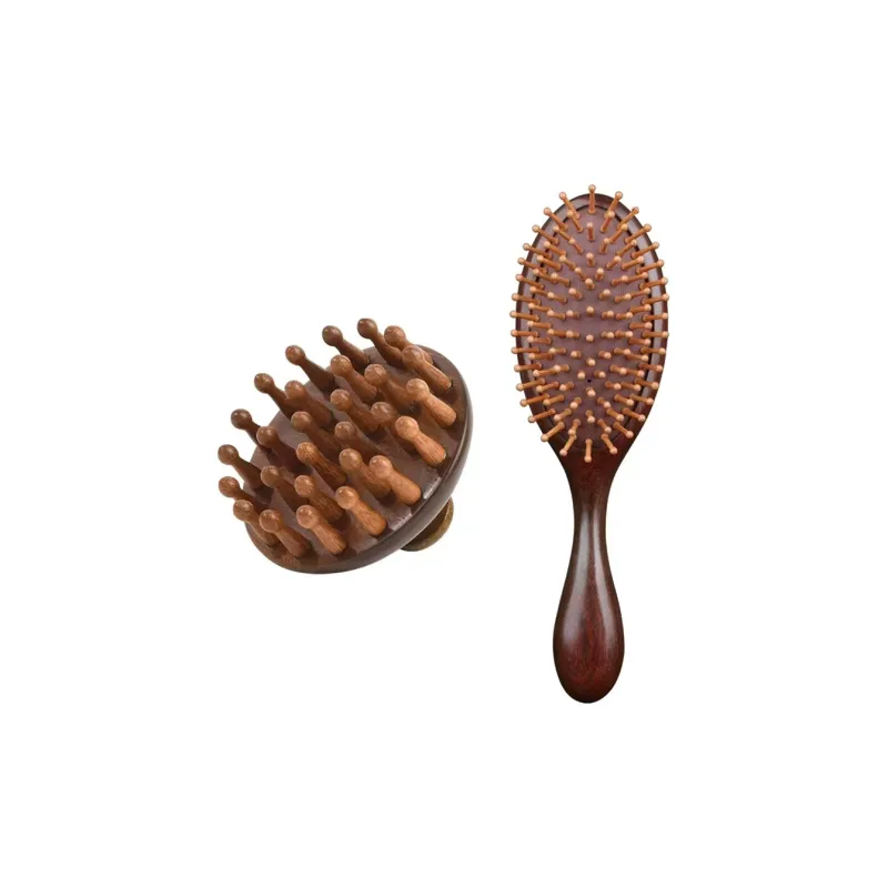 SHITIAN Head Therapy Comb Air Cushion Comb Natural Golden Sandalwood Massage Comb Head Meridian Massage-5