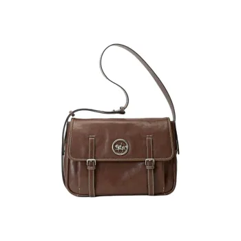 Why Vegetable Tanned Cow Leather Messenger Crossbody Bag, Shoulder Bag Medium Size Women's Multicolor