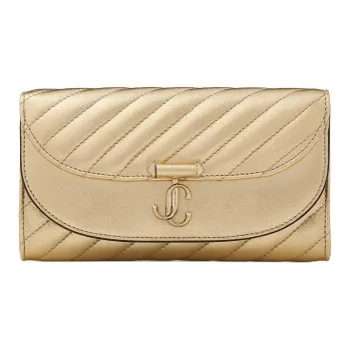 Jimmy Choo Avenue Leather Wallet, Crossbody Bag, Shoulder Bag Unisex Gold