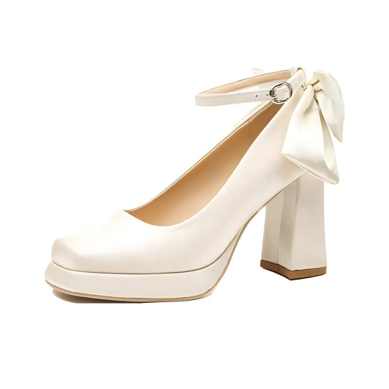 GOSO Chunky Heel High Heels 9CM Women's Champagne-0