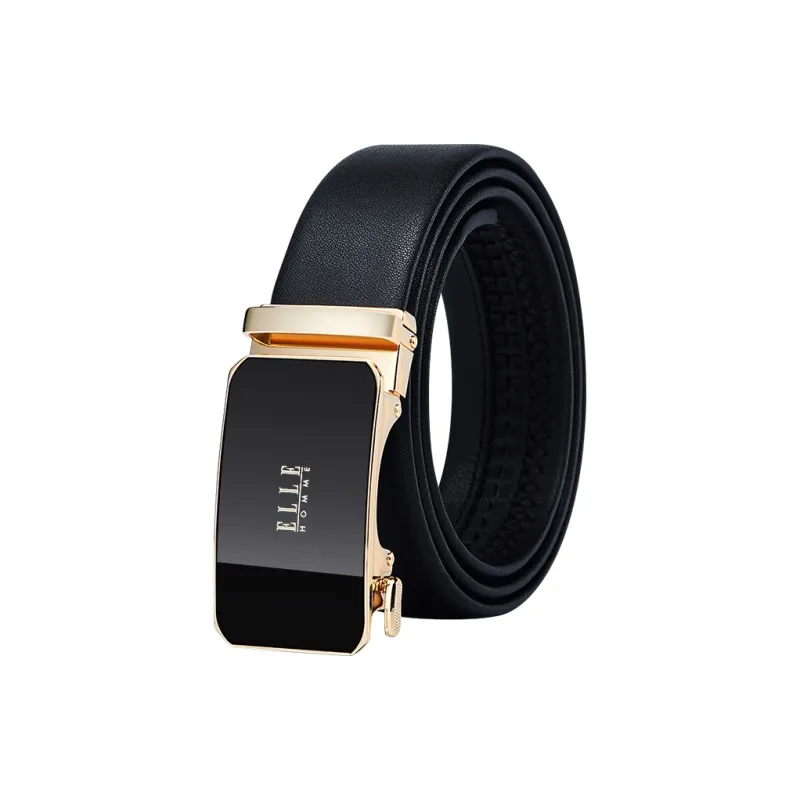 ELLE HOMME Top Grain Cow Leather Belts Men's Gunmetal, Gold, Silver Width 3.5cm-4